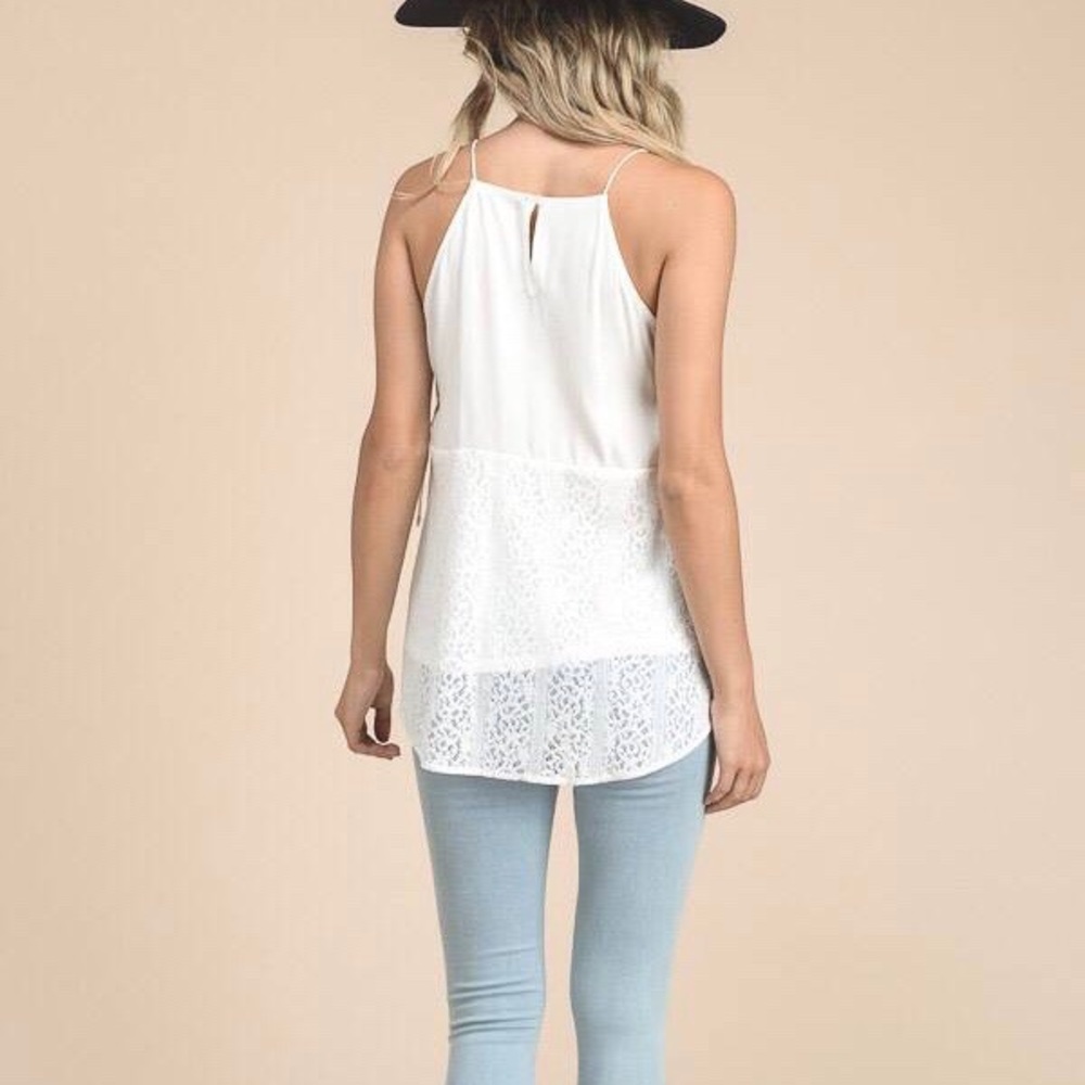 Lace-up Side Lace Tank - White - Picture 4 of 5